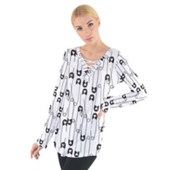Safety Pin Pattern Women s Tie Up Tee by kostolom3000shop