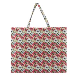 Gorgeous Red Flower Pattern  Zipper Large Tote Bag by Brittlevirginclothing