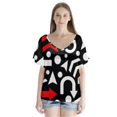 Right Direction - Red Flutter Sleeve Top by Valentinaart