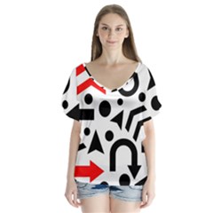 Red Right Direction Flutter Sleeve Top by Valentinaart