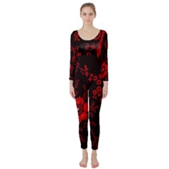 Small Red Roses Long Sleeve Catsuit by Brittlevirginclothing