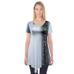 Rain Raindrop Drop Of Water Drip Short Sleeve Tunic  by Amaryn4rt