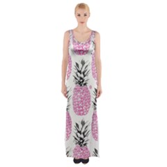 Cute Pink Pineapple  Maxi Thigh Split Dress by Brittlevirginclothing