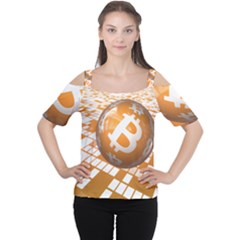 Network Bitcoin Currency Connection Women s Cutout Shoulder Tee