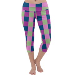 Pink Teal Lime Orchid Pattern Capri Yoga Leggings by Nexatart