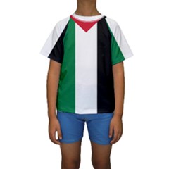 Palestine Flag Kids  Short Sleeve Swimwear