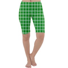 Gingham Background Fabric Texture Cropped Leggings  by Nexatart