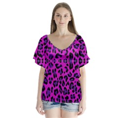 Pattern Design Textile Flutter Sleeve Top
