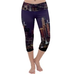 Dallas Texas Skyline Dusk Capri Yoga Leggings by Nexatart