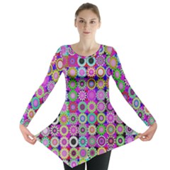 Design Circles Circular Background Long Sleeve Tunic 
