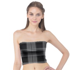 Plaid Checks Background Black Tube Top