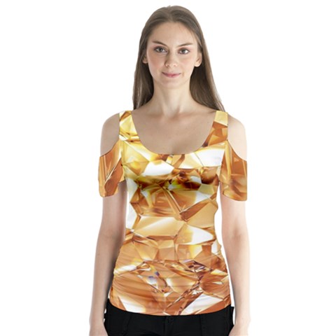 Golden Crystals Butterfly Sleeve Cutout Tee  by Brittlevirginclothing