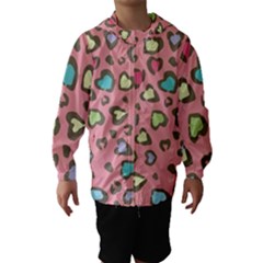 Rainbow Leopard Styled Hearts  Hooded Wind Breaker (kids) by Brittlevirginclothing
