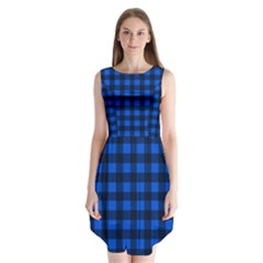 Blue And Black Plaid Pattern Sleeveless Chiffon Dress   by Valentinaart