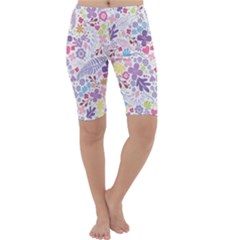 Colorful Flower Cropped Leggings  by Brittlevirginclothing