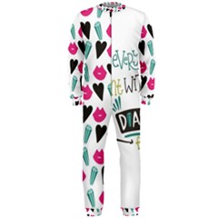 My Every Moment Spent With You Is Diamond To Me / Diamonds Hearts Lips Pattern (white) Onepiece Jumpsuit (men)  by FashionFling