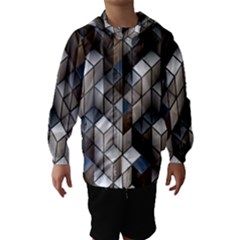 Cube Design Background Modern Hooded Wind Breaker (kids) by Nexatart
