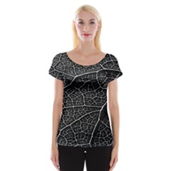 Leaf Pattern  B&w Women s Cap Sleeve Top by Nexatart
