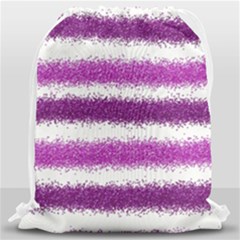 Metallic Pink Glitter Stripes Drawstring Bag (large)