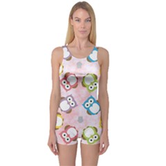Owl Bird Cute Pattern One Piece Boyleg Swimsuit by Nexatart