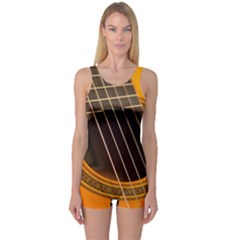 Vintage Guitar Acustic One Piece Boyleg Swimsuit by Nexatart