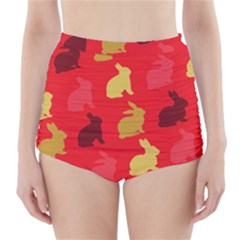 Hare Easter Pattern Animals High-waisted Bikini Bottoms by Amaryn4rt