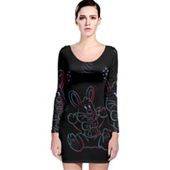 Easter Bunny Hare Rabbit Animal Long Sleeve Velvet Bodycon Dress by Amaryn4rt