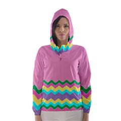 Easter Chevron Pattern Stripes Hooded Wind Breaker (women) by Amaryn4rt