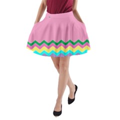 Easter Chevron Pattern Stripes A-line Pocket Skirt