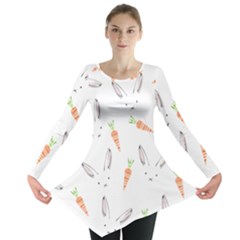 Rabbit Carrot Pattern Weft Step Long Sleeve Tunic  by Amaryn4rt