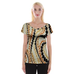 Polka Dot Texture Fabric 70s Orange Swirl Cloth Pattern Women s Cap Sleeve Top by Simbadda