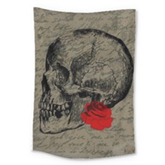 Skull And Rose  Large Tapestry by Valentinaart