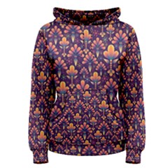 Abstract Background Floral Pattern Women s Pullover Hoodie