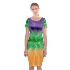 Mardi Gras Tie Die Classic Short Sleeve Midi Dress by PhotoNOLA