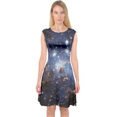 Large Magellanic Cloud Capsleeve Midi Dress by SpaceShop