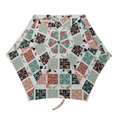 Mint Black Coral Heart Paisley Mini Folding Umbrellas by Simbadda