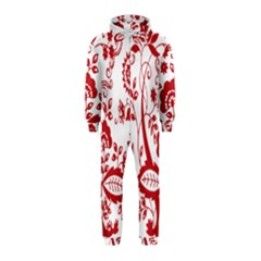 Red Vintage Floral Flowers Decorative Pattern Clipart Hooded Jumpsuit (kids) by Simbadda