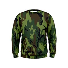 Military Camouflage Pattern Kids  Sweatshirt by Simbadda