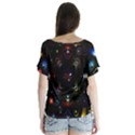 Geometric Line Art Background In Multi Colours Flutter Sleeve Top View2