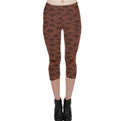Dark A Pattern With Dinosaur Silhouettes Capri Leggings