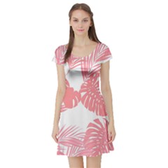 Pink Palm Tree Short Sleeve Skater Dress by CoolDesigns