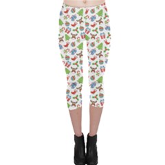 Colorful Christmas Pattern Capri Leggings
