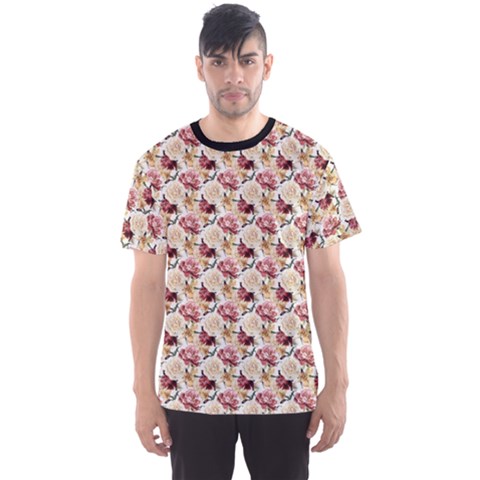 Colorful Floral Pattern Roses Watercolor Men s Sport Mesh Tee by CoolDesigns