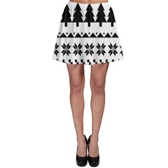 Black Christmas Pattern Skater Skirt by CoolDesigns