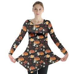 Colorful Halloween Cartoon Bright Long Sleeve Tunic Top