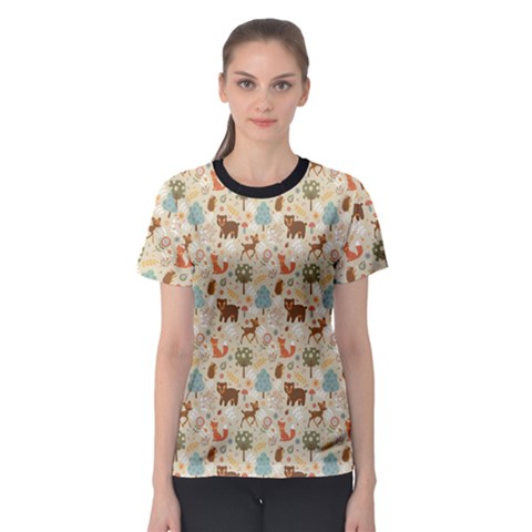 Colorful Colorful Woodland Animals Pattern Women s Sport Mesh Tee by CoolDesigns