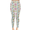 Red Owls On Branch Pattern Leggings View1