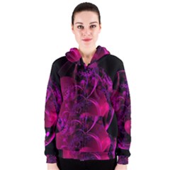 Fractal Using A Script And Coloured In Pink And A Touch Of Blue Women s Zipper Hoodie by Simbadda