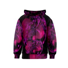 Fractal Using A Script And Coloured In Pink And A Touch Of Blue Kids  Zipper Hoodie