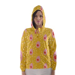 Flower Floral Tulip Leaf Pink Yellow Polka Sot Spot Hooded Wind Breaker (women) by Mariart